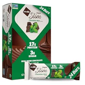 Nugo Slim Dark Chocolate Mint, 18g Vegan Protein, 3g Sukker, 6g Fiber, Low Net Carb, Keto Friendly, Gluten Free, 24 Greve