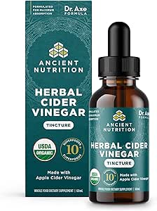 Ancient Nutrition Herbal Apple Cider Vincitol Supplement med Superfood & Antioxidanter, Organic Apple Cider Vincitol Tincture, USDA Certified Organic, Vegan, Gluten- Free, 2 oz, 30 Servere