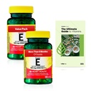 Spring Valley Vitamin E Heart Health Kosttilskud Softgel, 180 mg (400 IE), 200 greve, 2- Pack + Eksklusiv VitaMax Vitamin Guide (3 artikler)