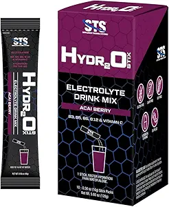 STS Hydro Stix Hydration Powder Pakninger Acai Berry Elektrolyte udskiftning Single Serving Easy Open - 10 Pack (16 Gram)