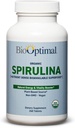 BioOptimal Organic Spirulina Tablets - Organic, Non- GMO, Ingen tilsætningsstoffer eller Fyldere - 500mg Premium Kvalitet Kosttilskud med vitaminer, mineraler, & Antioxidanter (240 tabletter)