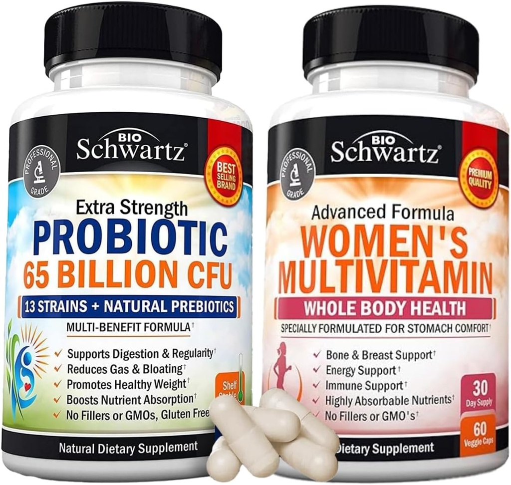 Daglige Multivitamin til kvinder kapsler (1 måned Tilgang) Plus 65 milliarder CFU Dagligt Probiotisk supplement (1 måned Tilgang)