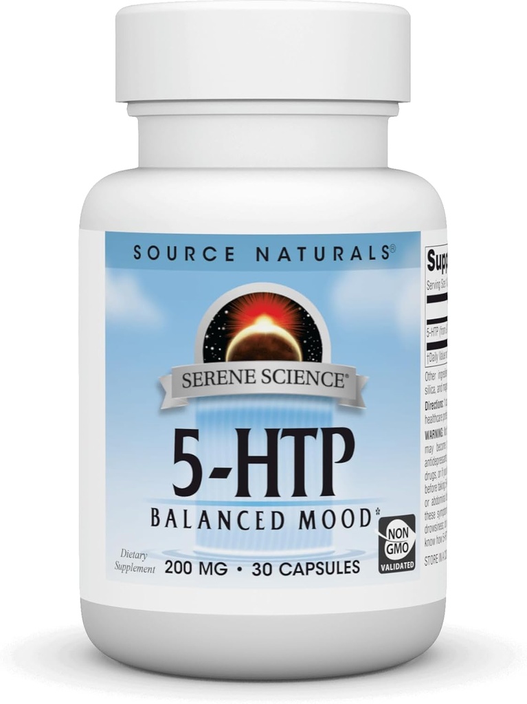 Source Naturals Serene Science 5- HTP, non- GMO kosttilskud, 200 mg - 30 kapsler