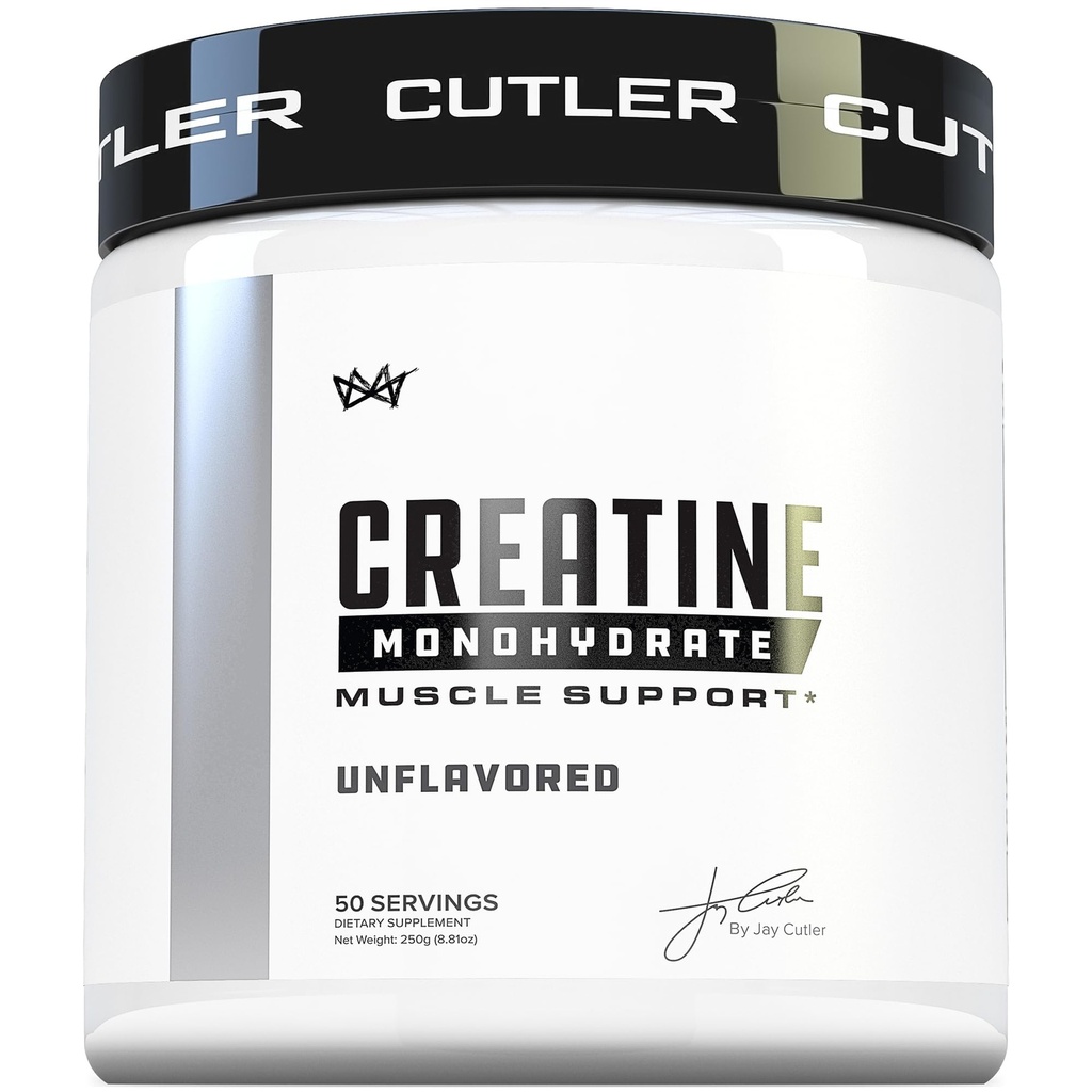 Cutler Nutrition Pure Creatinine Monohydrat - 5g Per Servering 50 Servering - Premium Muscle Builder forbedrer styrke ydeevne & Inddrivelse - Unflavored for Easy Mixing