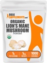 BulkSupplements.com Organic Lions Mane Mushroom Powder - Lions Mane Powder, Mushroom Supplement - Vegan & Gluten Free, 1g per servering, 1kg (2.2 lbs) (Pack of 1)