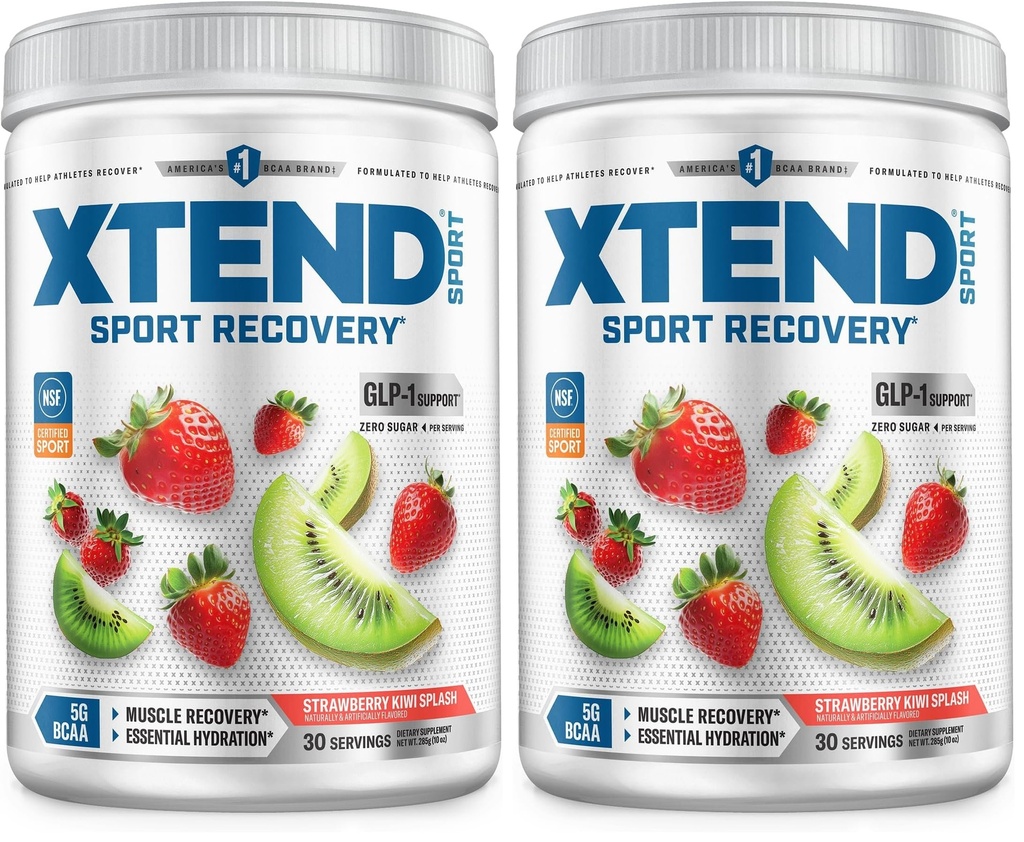 Scivation XTEND Sport BCAA Powder Strawberry Kiwi Splash - Electrolyte Powder for Recovery & Hydration with Amino Acids - 30 Servings,(Pack of 2)