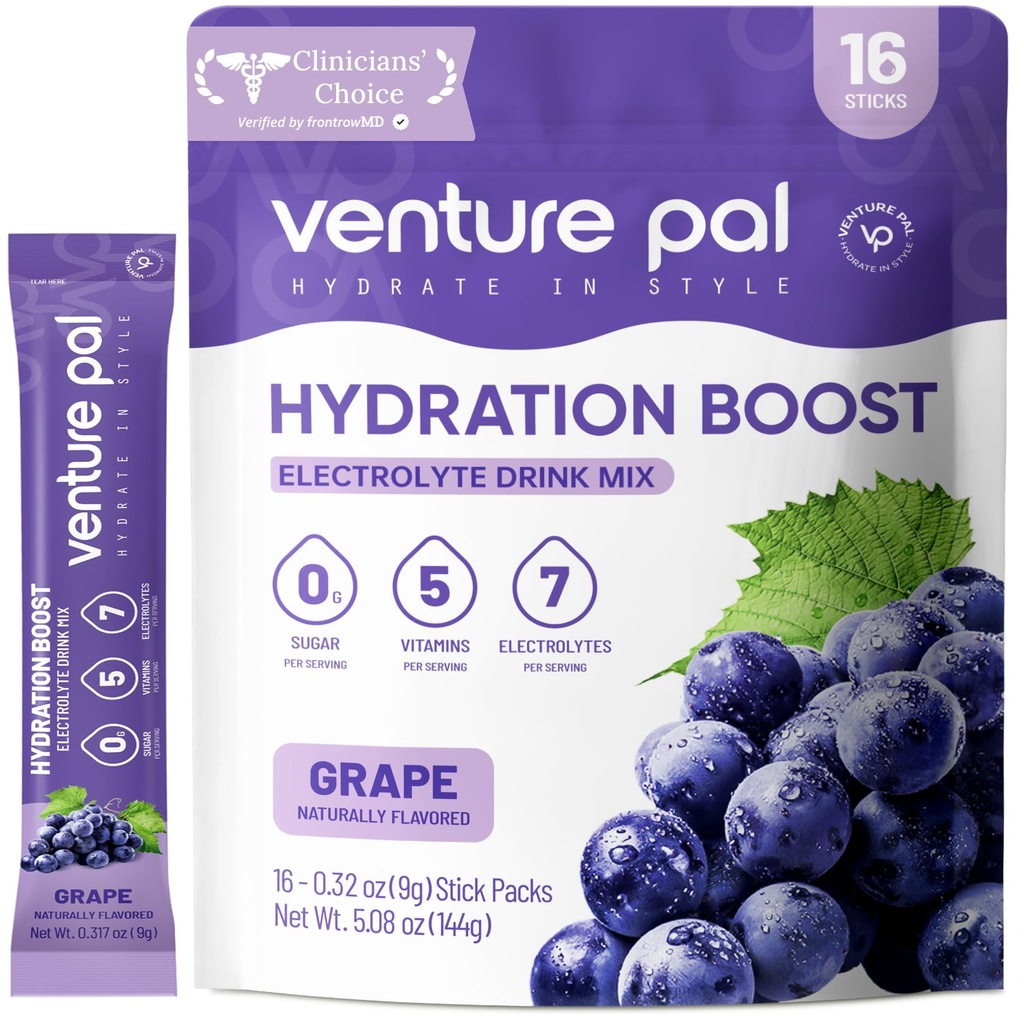 Venture Pal Sugar Free Electrolyte Powder Packets - Flydende Daily IV Drink Mix for Rapid Hydration & Party Recovery