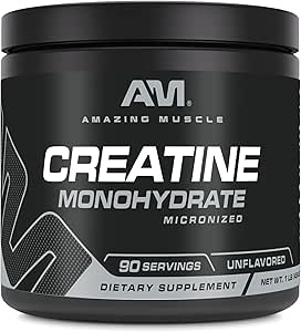 Amazing Muscle Mikronized Creatinine Monohydrat Mex124; 90 Servering Mex124; 5000 Mg pr Servering Mex124; 1 Lb (454 Grams) Mex124; Ideal Pre & Post Workout Supplement 124; Uflavored (1 Pack, 1 Lb Mex124; Uflavored)