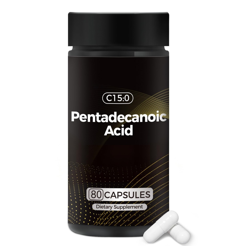 Pentadecanoic Acid, C15:0 Supplement, Supports Metabolic Health & Boosts Energy, Non-GMO - 80 Capsules