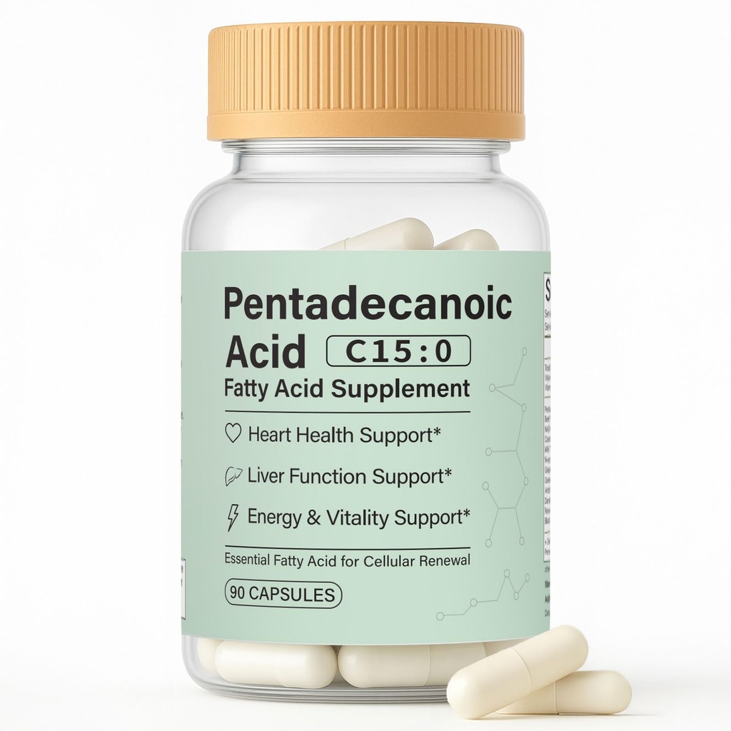 Pentadecanoic Acid Capsules, C15:0 Fatty Acid Supplement – Pure Plant-Based Essential Fatty Acid - 90 Vegan Capsules (1)