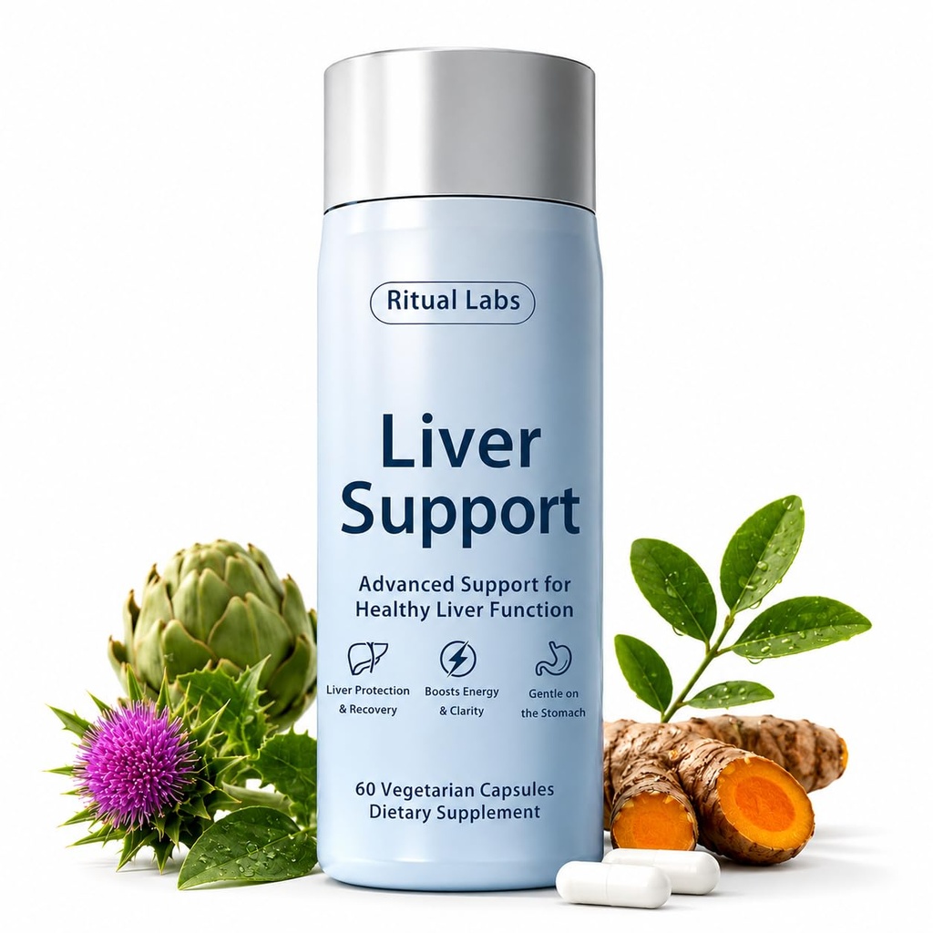Happy Ritual Labs Supplement, Milk Thistle Liver Support Supplement, Non-GMO Capsules, 30-Day Supply 60 Capsules