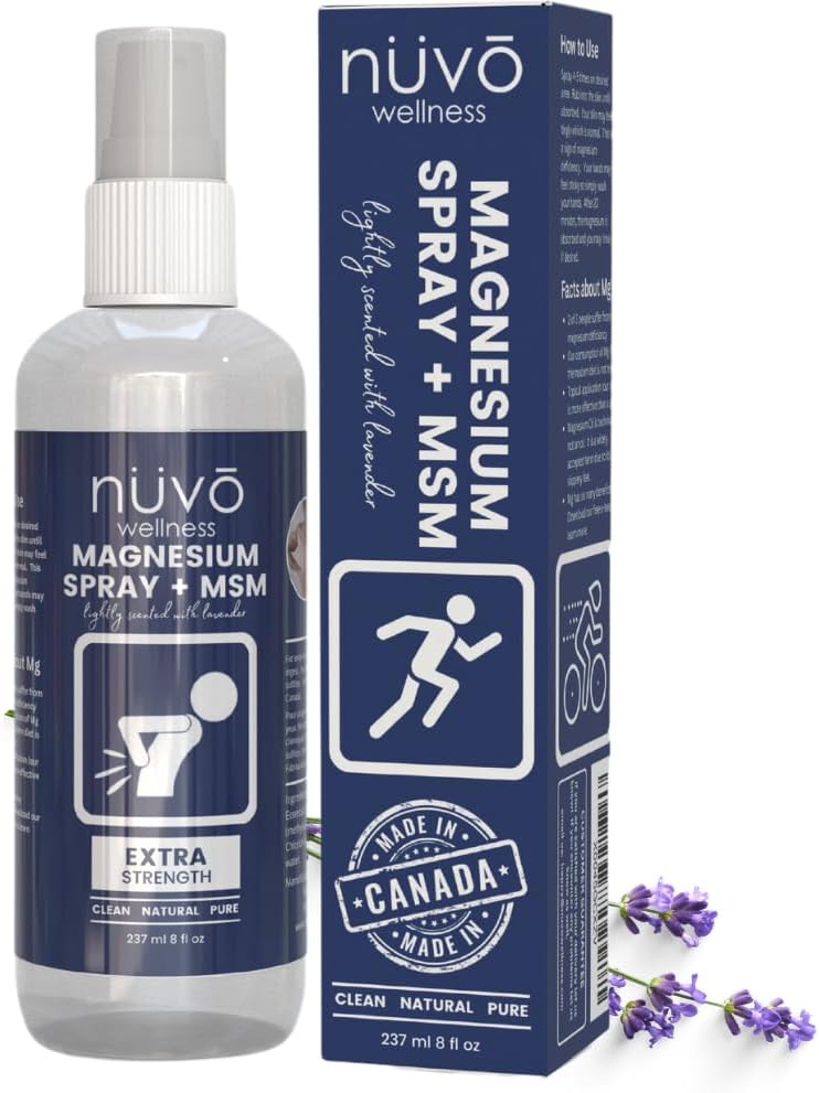 Nuvo Wellness Magnesium Spray med MSM - Extra Strength - Light Lavendel Duft - 12oz