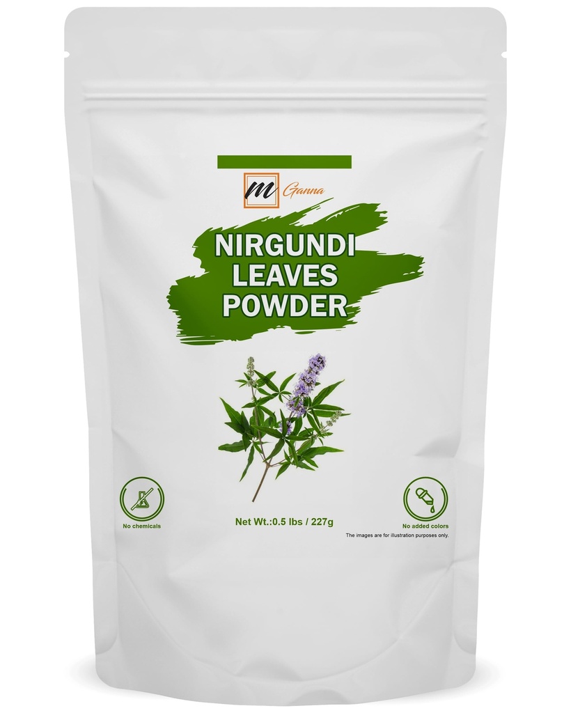 mGanna Nirgundi Leaves Powder (Vitex negundo) for Herbal & Personal Care Use 227 g / 0.5 lbs
