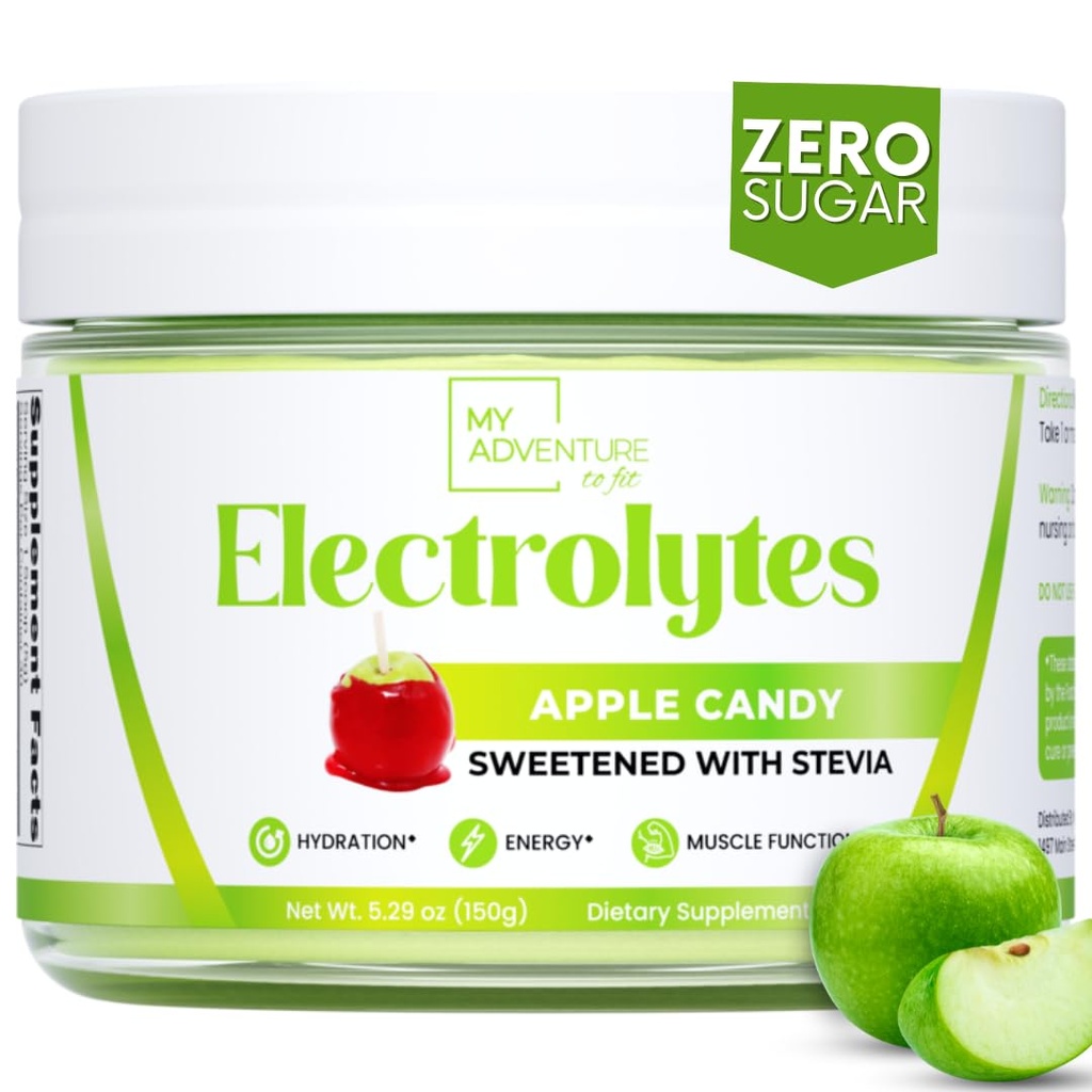 Zero Sugar - Apple Candy Electrolytes Powder - Forfriskende hydrering - Koffein Free Energy med alle naturlige ingredienser - Vegan, Keto, og Paleo - Sukker Free Electrolytes Drink Mix - med 30 Servering