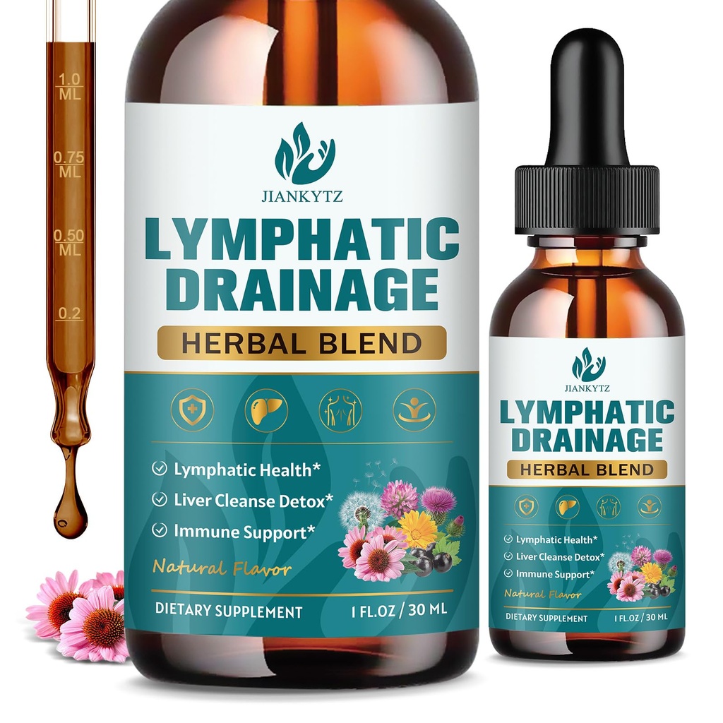 (2 Pack) Lymphatic Drainage Drops - Lymphatic Health, Liver Cleanse Detox, Immune Support, Lymphatic Support Liquid Drops with Echinacea, Elderberry, Dandelion, Cleavers, Milk Thistle, 1 Fl Oz