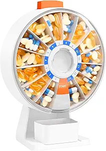 Daviky Pill Dispenser Daily, Stor Pill Organizer med Wall- monteret eller stående brug, 14 dages Pill Box, Push Button Design, Weekly Pill Organizer for Vitamin, Medicin. Tillæg, fiskeolie