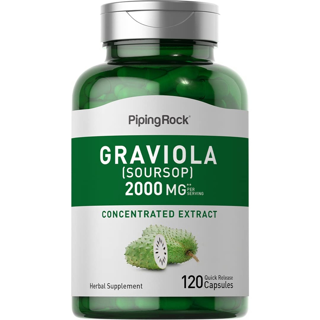 Piping Rock Graviola Soursop Kapsler er 124; 2000 mg er 124; 120 Tæller 124; Leaf Supplement 124; Koncentreret Urteekstrakt 124; Non- GMO, Gluten Free