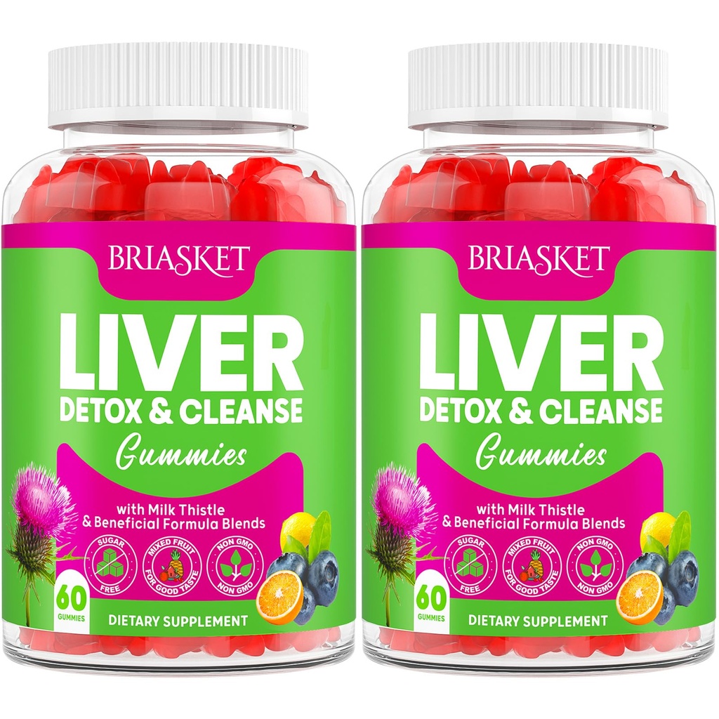2 Packs Liver Detox Cleanse & Repair, Liver Support Supplement with Glutathione, Dandelion Root, Turmeric & Artichoke, 23-in-1Herbal for Liver & Gut Health, Vegan