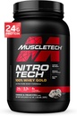 MuscleTech Whey Protein Powder, Nitro- Tech Whey Gold Protein Powder, Whey Protein Isolate Smoothie Mix, Protein Powder for kvinder & mænd, Cookies og Cream, 2 LB (28 Servere) - pakke kan variere