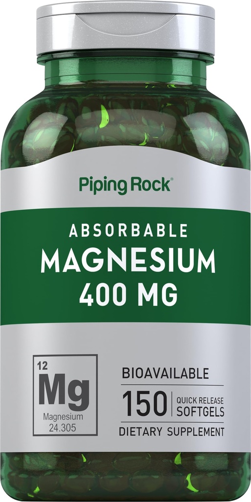 Piping Rock Magnesium Softgels | 400 mg | 150 Count | Magnesium Oxide Supplement | Non-GMO, Gluten Free