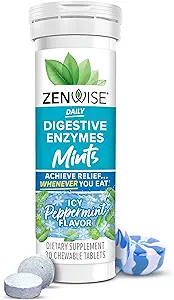 Zenwise Health fordøjelse Enzyme ånde mints for Gut Health, ICY pebermynte flavor - fordøjelsesenzymer til Bloating Relief & Gut support - Multi enzymer fordøjelse supplement - 30 tyggetabletter