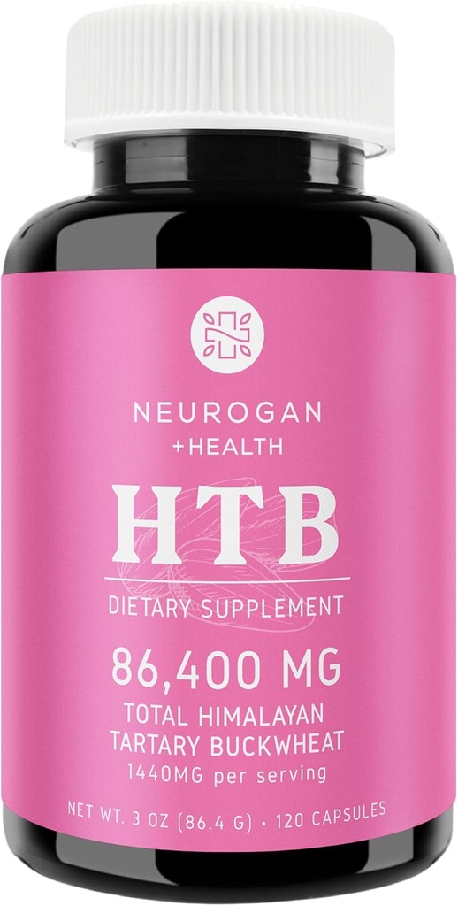 Neurogan Himalayan Tartary Boghvede (HTB) Kapsler - Pure Potent 1440 MG, 60 Day Supply - Understøtter fordøjelse Wellness * - Gluten- Free, 86.400 MG Total HTB - Lab Testet, Made in USA