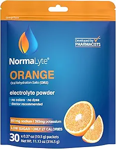 NormaLyte Oral Rehydration Salts- Hjælper kosten forvaltning af POTS syndrom symptomer- 1 Pouches -30 sticks (Yields 500ml per pakke) -Orange • 124; Energitilskud, Kalium supplement, Dehydrering Inddrivelse