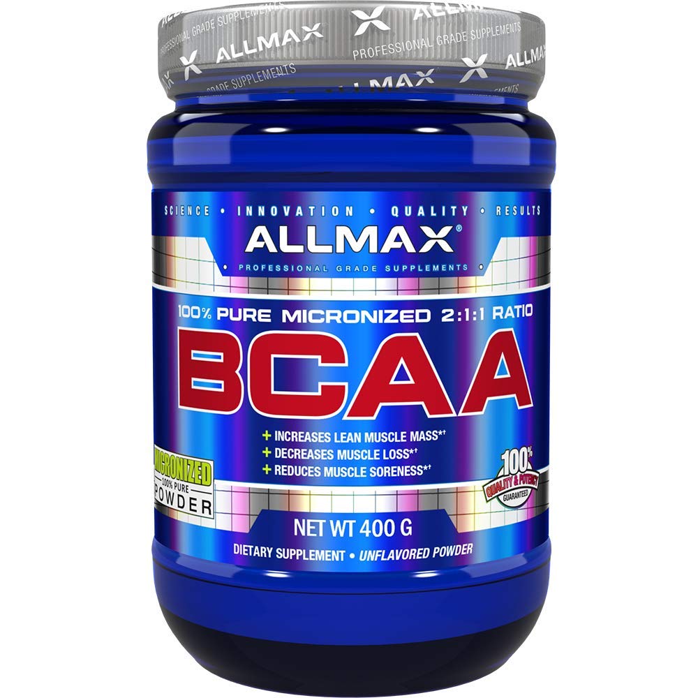 ALLMAX Essentials BCAA, Unflavored - 400 g Instantized 2: 1: 1 Powder - Hjælper med at øge muskelmasse & reducere ømhed - Gluten & Soy Free - 80 Serveringer