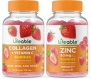Levende Collagen & C-vitamin + zink 50mg, Gummies Bundle - Great Tasting, Vitamin Supplement, Gluten fri, GMO fri, Chewable Gummy