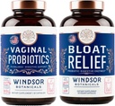 WINDSOR BOTANICALS Bloat Relief Probiotic med enzymer og vaginal probiotika - fordøjelsessygdomme og vaginal sundhed bundle