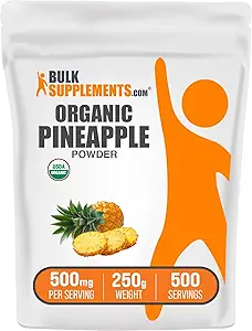 Bulkaddiments.com Organic Pineapple Powder - Ananas Frugtpulver, til Aromatisering & Smoothies - Usødet & Gluten Free, 500mg per servering, 250g (8,8 oz) (pakke med 1)