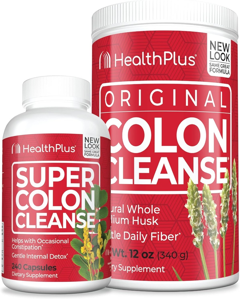 Sundhed Plus Super Colon Cleanse (240 kapsler) & Colon Cleanse (12 Ounces / 48 Servere) Bundle