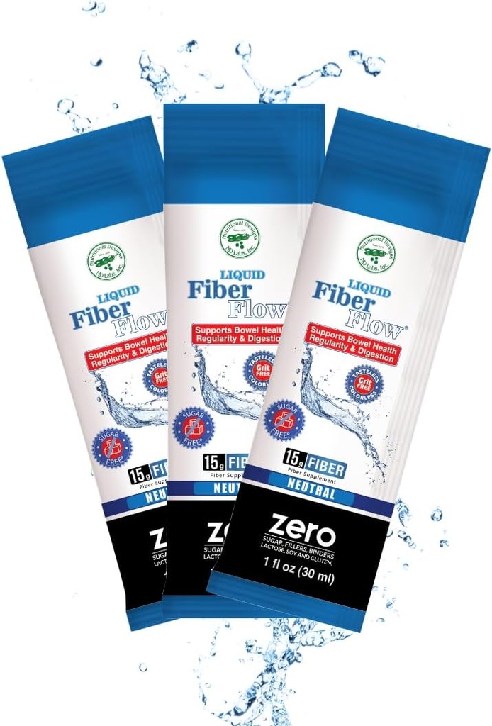 Liquid Fiber for Kids - Kids Fiber Supplement, Sugar-Free Prebiotic Inulin Fiber, Fiber Drink Mix, Natural Bowel Regularity Drink for Healthy Intestinal Balance, Nutritional Designs, 25 Packets