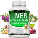 Lever Cleanse Detox & Reparation Formel Lever Detox Supplement - Mælk tidsel med Mælkebøtte, Artiskok, Gurkemeje, Beet Root, Gurkemeje & mere til Natural Fast Herbal Cleansing Non- gmo Vegan 60 Kapsler