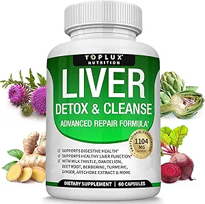 Lever Cleanse Detox & Reparation Formel Lever Detox Supplement - Mælk tidsel med Mælkebøtte, Artiskok, Gurkemeje, Beet Root, Gurkemeje & mere til Natural Fast Herbal Cleansing Non- gmo Vegan 60 Kapsler