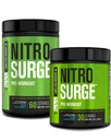 Jacked Factory NITROSURGE Pre Workout Supplement - Energy Booster, Instant Strength Gains, Clear Focus & Intense Pumper - NO Booster & kraftfuld Preworkout Energy Powder - 90 Servering, Blå Hindbær