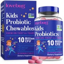LOVEBUG Probiotika til børn - Probiotiske Chewables med Prebiotic Fiber til alder 4 +, Daglige børns Gut Sundhed & fordøjelsesstøtte supplement, Sugar- Free Berry Flavor, 30 Greve