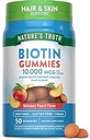 Nature 's Truth Biotin Gummies Yeap 124; 10000mcg Yeap 124; 50 Greve 124; Vegan, Non- GMO & Gluten Free Supplement Meap 124; Peach Flavor