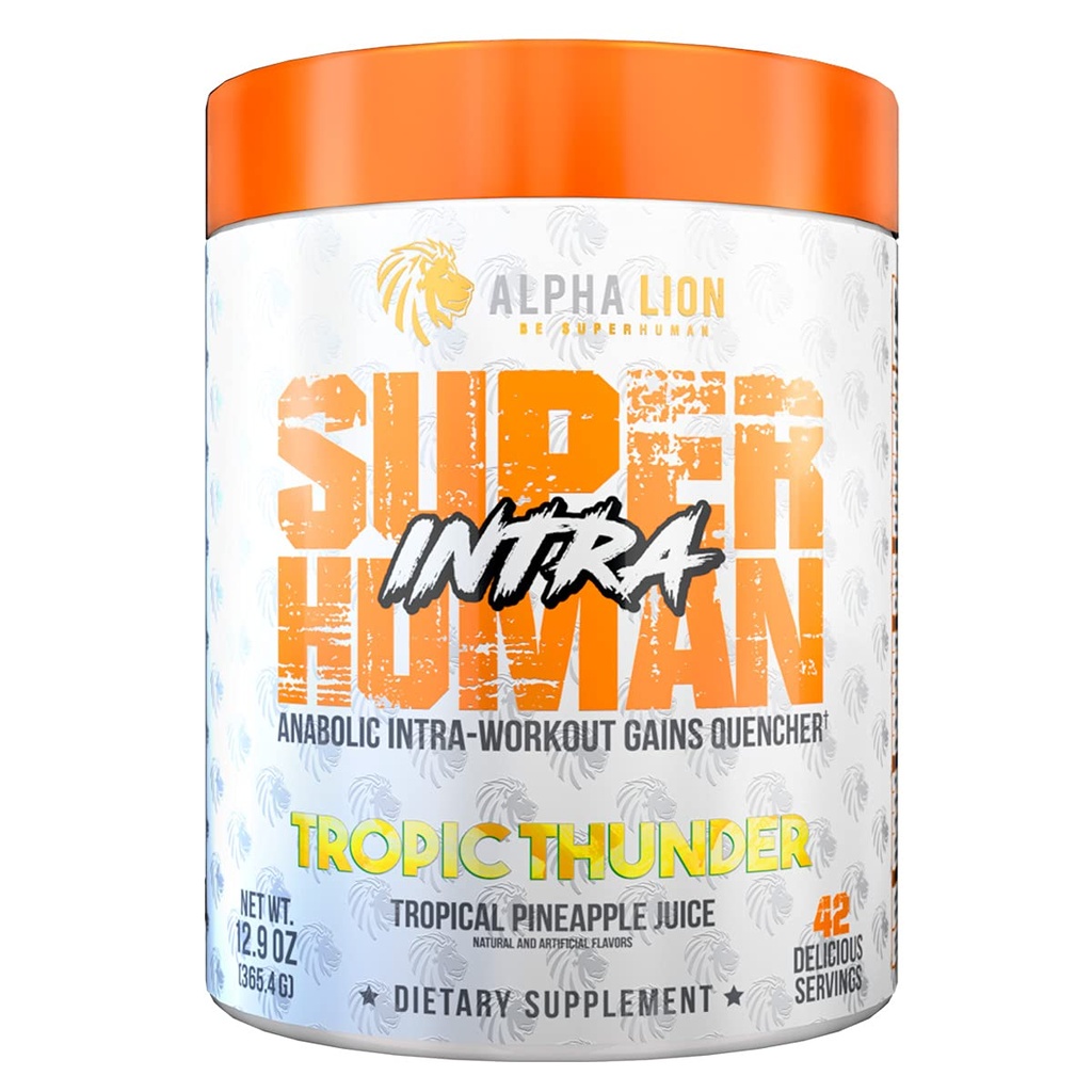 LEONA LION Superhuman Intra Workout Pulver til mænd og kvinder, Aminosyrer drikke, Muscle Recovery Supplement, BCAA pulver, Elektrolytter & Hydration Mix (42 Servering, Tropical Ananas Juice Flavor)