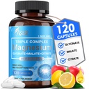 ASR Triple Magnesium Complex - 300mg Magnesium tillæg med glycinat, malat & citrat - understøtter afslapning, muskel & nerve funktion - Høj Absorption, Vegan, Non- GMO, 120 kapsler