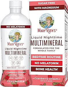 MaryRuth Organics Flydende Nighttime Multimineral Measurement; No Melatonin Measurement 124; Bedtime Routine Routine Measurement 124; Magnesium Citrate Measurement 124; Calcium Measurement 124; Zink Measurement 124; Vitamin D3 Measurement 124; Fås i 4 Flavors Measurement 124; Sugar Free Measurement 124; Gluten Free Measuree 124; 32 Oz