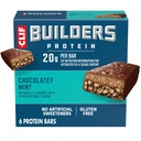 CLIF BUILDERS Protein Bars - Chocolate Mint Flavor - 20g Plant Based Protein - Gluten Free - Non-GMO - Low Glycemic - No Artificial Sweeteners - 2.4 oz. (6 Pack)