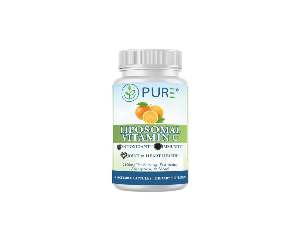 PURE Liposomal C-vitamin kapsler, 2100 mg, Solsikke Lecithin, 180 kapsler, 60- dages forsyning, Premium Wellness supplement