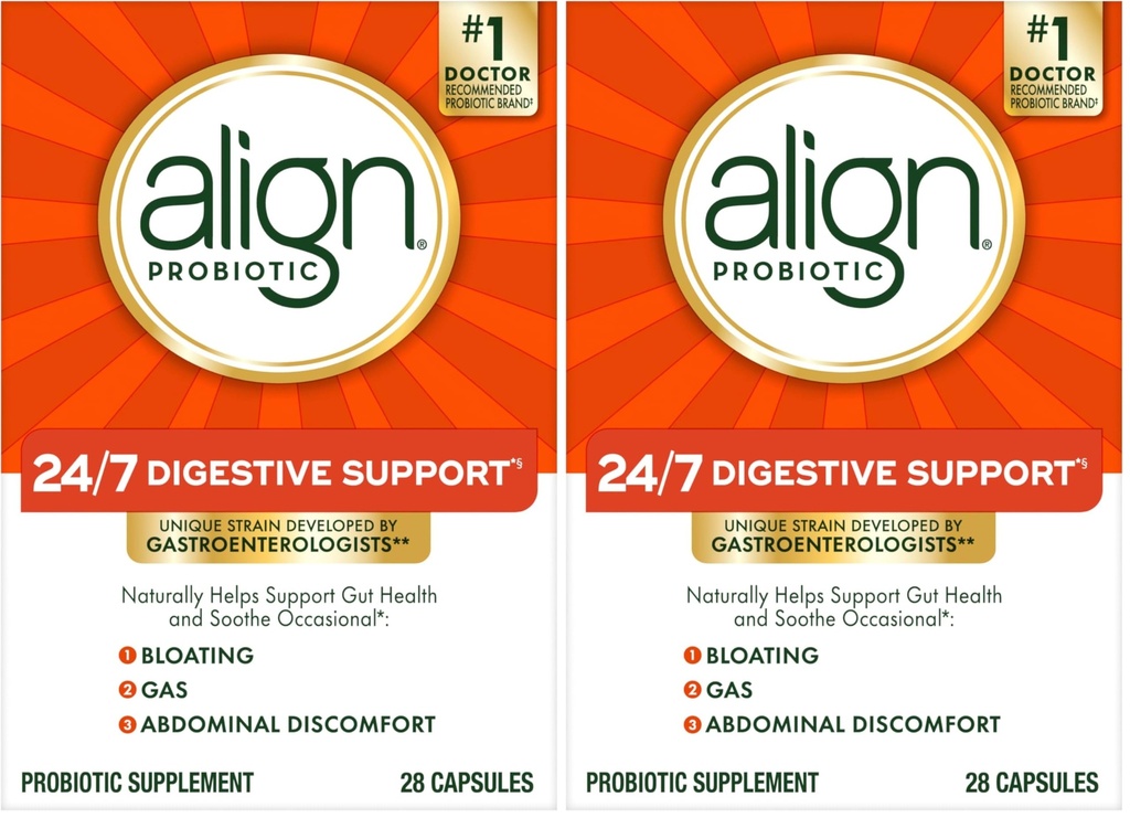 Align Probiotics, Probiotics for Women and Men, Daily Probiotic Supplement for Digestive Health, #1 Recommended Probiotic by Doctors and Gastroenterologists, 28 Capsules (Pack of 2)
