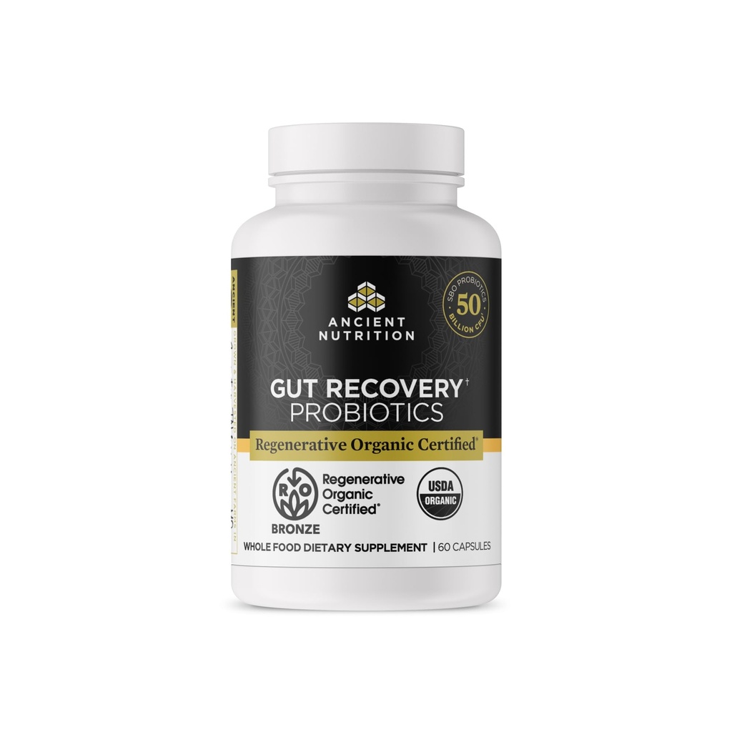 Ancient Nutrition Regenerative Organic Certified Probiotics for Gut Recovery, Probiotics Gut Recovery, for Healthy Digestion and Immune System Function Support, 50 Billion CFUs* Per Serving, 60 Count