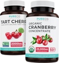 Bundle of Organic Cranberry Pills & Tart Cherry - Clean & Clear Bundle - Urinary Tract & Uric Acid Support - Organic Cranberry Pills - 50: 1 Koncentrat & Organic Tart Cherry Capsules - 4: 1 Uddrag