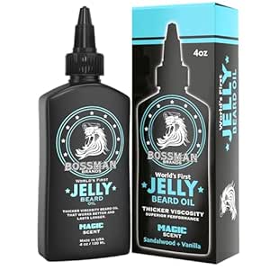 Bossman Jelly Beard Olie til mænd (4 oz, Magic Duft) - Softens, Fugt & Betingelser med naturlige ingredienser
