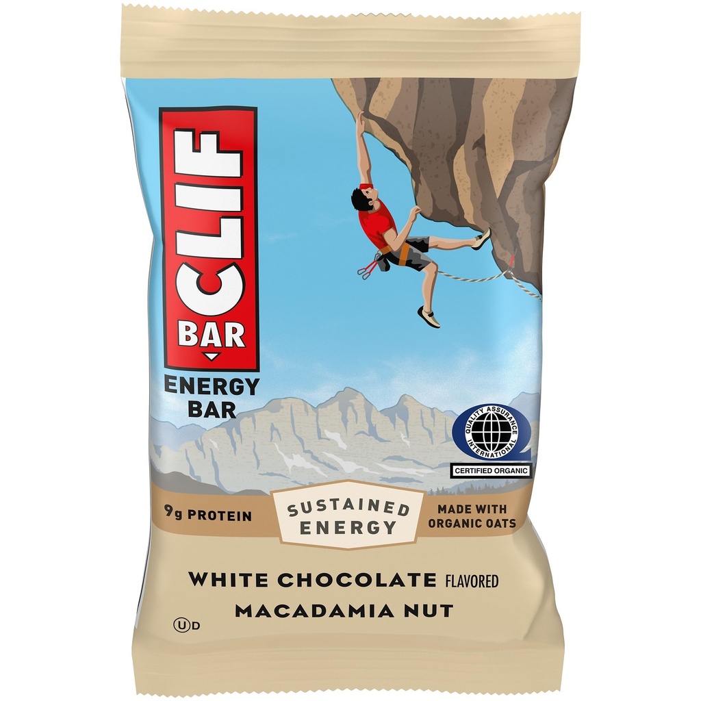 CLIF BAR - White Chocolate Macadamia Nut Flavor - Made with Organic Oats - Energy Bars - Non-GMO - Plant Based Protein Bars (1 Count)
