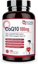 NATUR TARGET CoQ10- 100mg- Softgels med 10mg PQQ - High Absorption Coenzyme- Q10 med Organisk-Olive- Oil - Antioxidant til hjerte & hjerne sundhed, cellulose-Energi- Produktion, 120 Servering