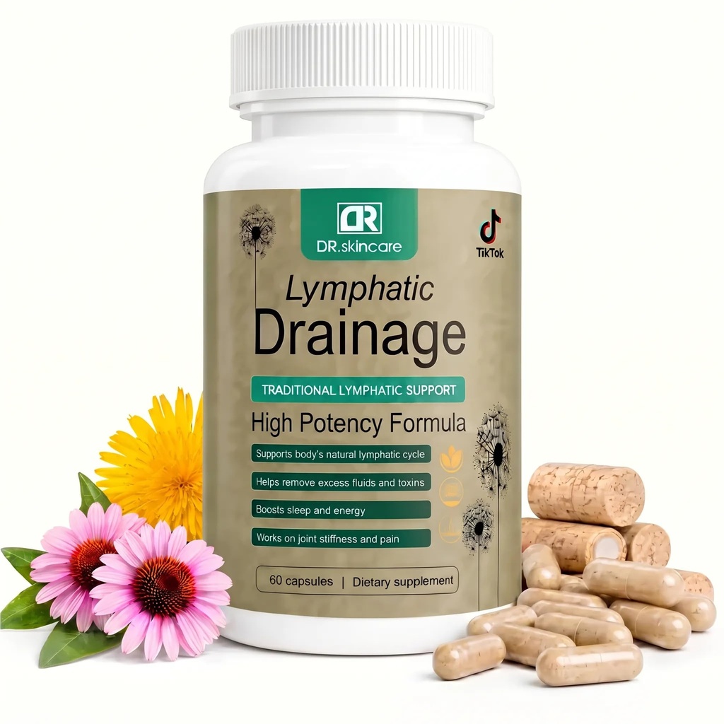 Lymphatic Drainage Support Supplement for Women and Men – Daily Wellness Capsules for Morning or Evening Routine with Echinacea, Dandelion, Burdock Root, Cleavers – 60 Count